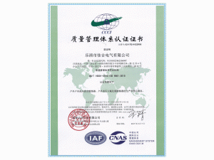 质量管理体系证书ISO9001中文版